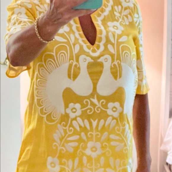 Tory Burch yellow embroidered top size 4 - Picture 6 of 6